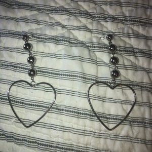Heart ball chain dangle earrings